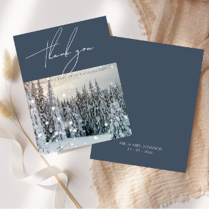 Carte De Remerciements Wonderland Woodland Mariage de script de neige