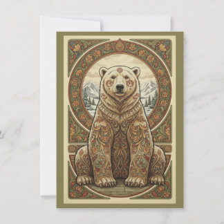 Carte De Remerciements Woodland Polar Bear Art Flat Thank You Card