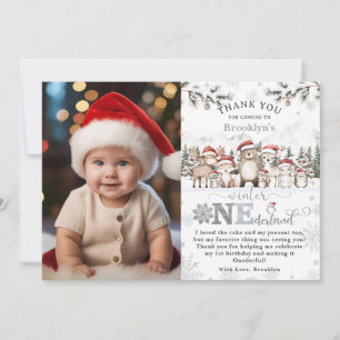 Carte De Remerciements Woodland Winter ONE derland Noël 1er anniversaire