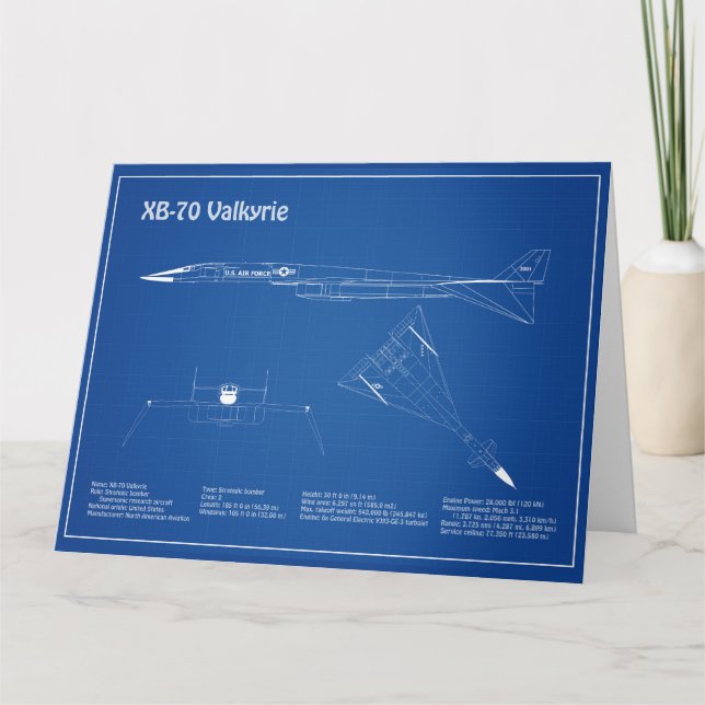 Carte De Remerciements XB-70 Valkyrie - Plan directeur de l'avion AD (Devant)