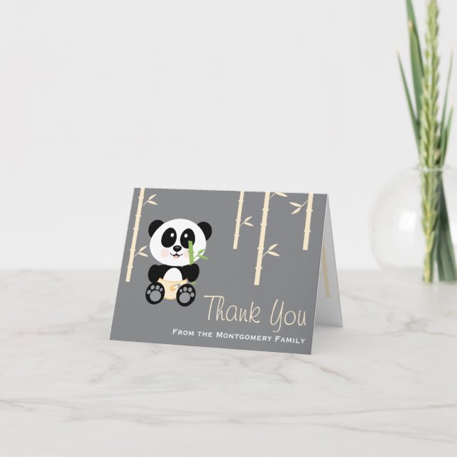 Carte De Remerciements Yellow Bamboo Panda Diapers Baby Shower Thank You (Devant)