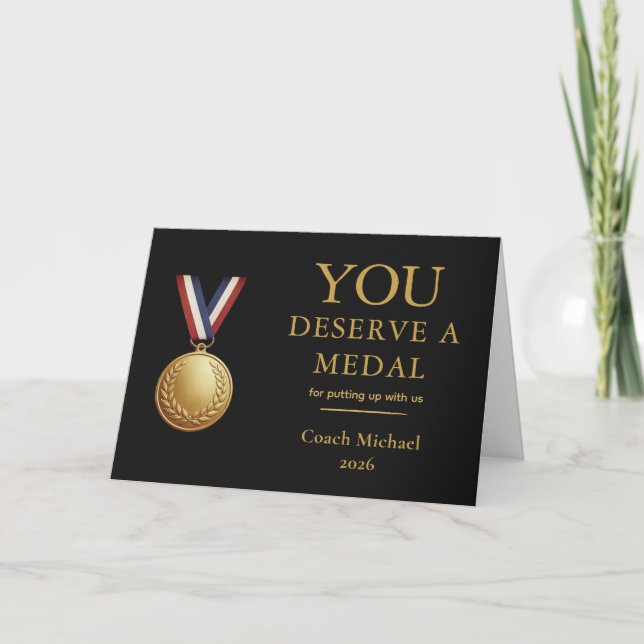 Carte De Remerciements You Deserve a Medal Funny Coach Gift (Devant)