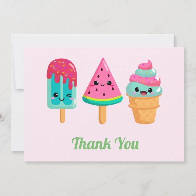 Carte De Remerciements Yummy Ice Cream Trio Vibe été (Devant)
