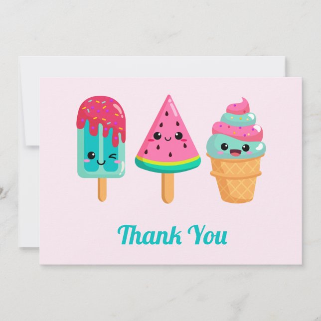 Carte De Remerciements Yummy Ice Cream Trio Vibe été (Devant)