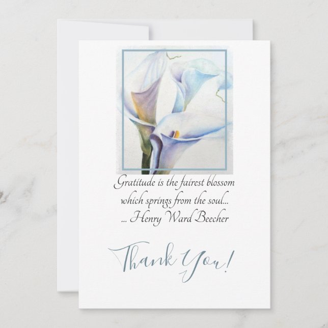 Carte De Remerciements Zantedeschias blancs magnifiques dans l'aquarelle (Devant)