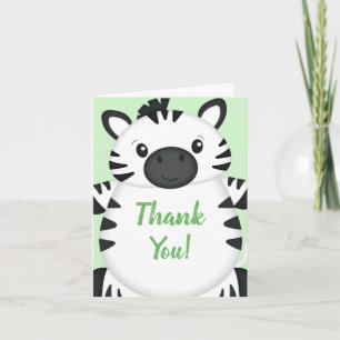 Carte De Remerciements Zebra Baby shower Green