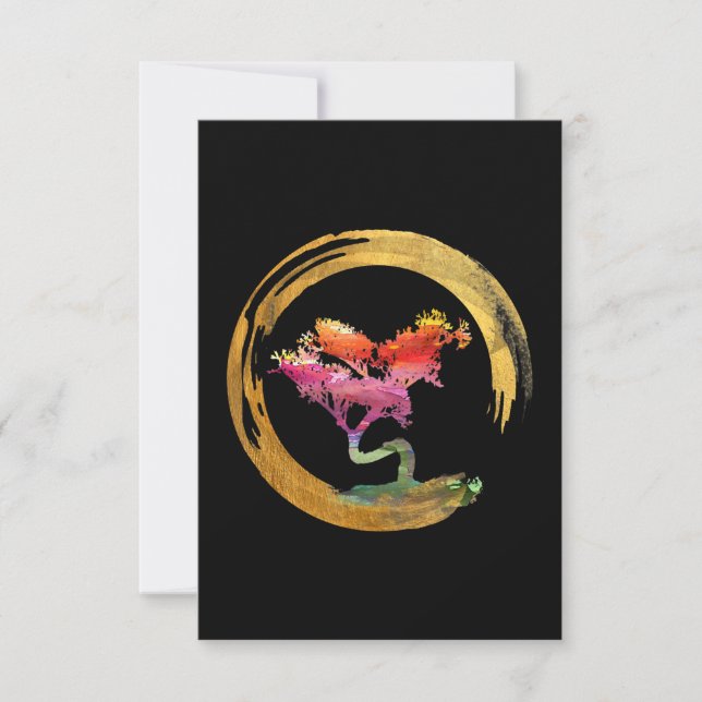 Carte De Remerciements Zen Bonsai Arbre japonais Cercle Enso Art asiatiqu (Devant)