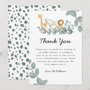 Carte De Remerciements Zoo Animaux Baby shower Sexe Neutre