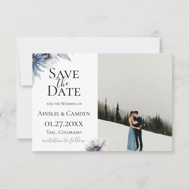 Carte de Remise de Date de Mariage Photo Anémone e (Devant)