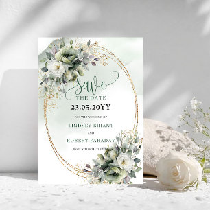 Carte de Remise de Date Luxueuse à Motif Botanique