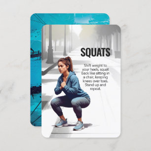 Carte de remise en forme Squats avec support bleu