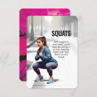 Carte de remise en forme Squats avec support rose