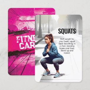Carte de remise en forme Squats avec support rose