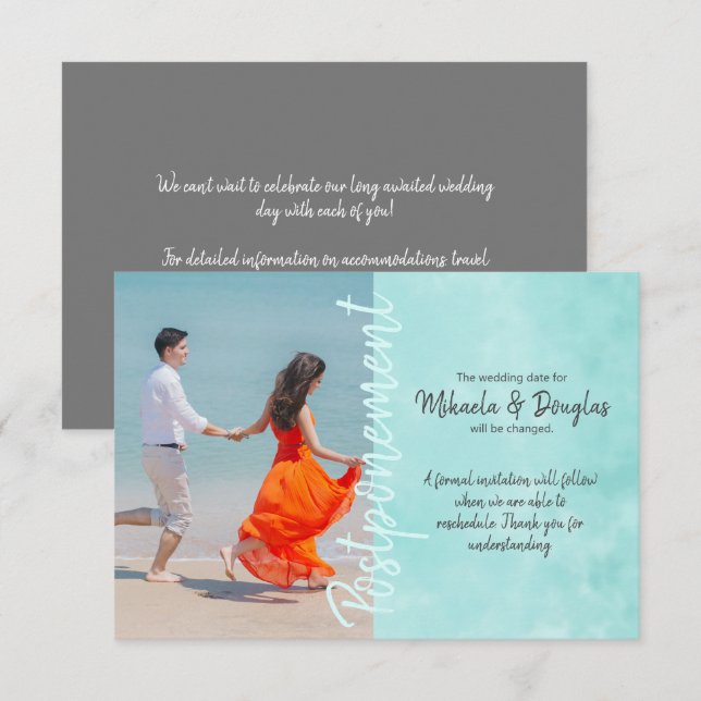 Carte de remise Mariage Aquamarine (Devant / Derrière)