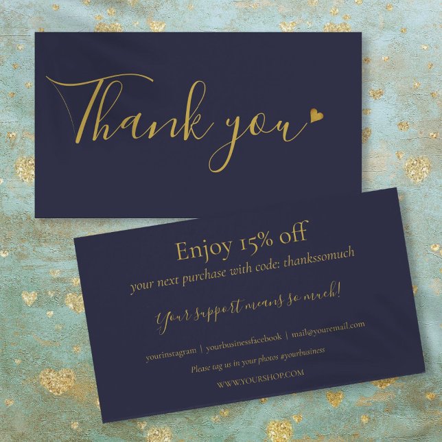 Carte de Remise Simple Merci pour votre Achat (Simple Thank You For Shopping Discount Card)