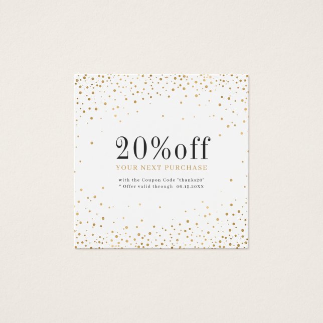 Carte de remise simple or moderne parties scintill (Devant)