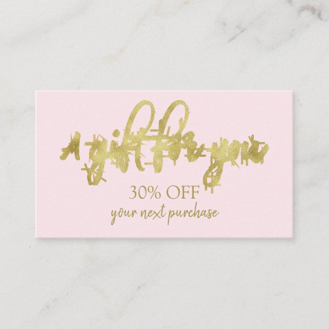 Carte de remise Stylo Calligraphy Salon Maquillage (Devant)