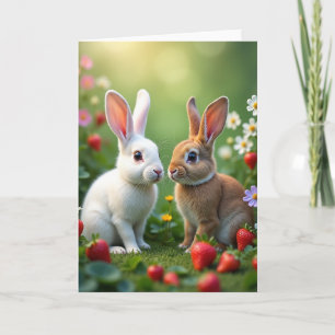 Carte de rencontre mignonne avec des amis lapins
