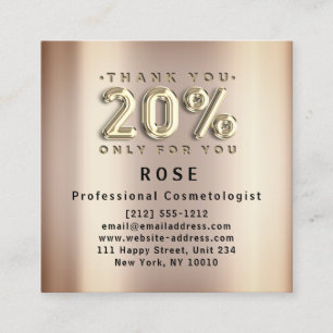 Carte De Rendez-vous 20 % de réduction sur remise Logo Merci Rose Gold
