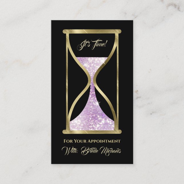 Carte De Rendez-vous Améthist Parties scintillant violet Hourglass Chev (Devant)