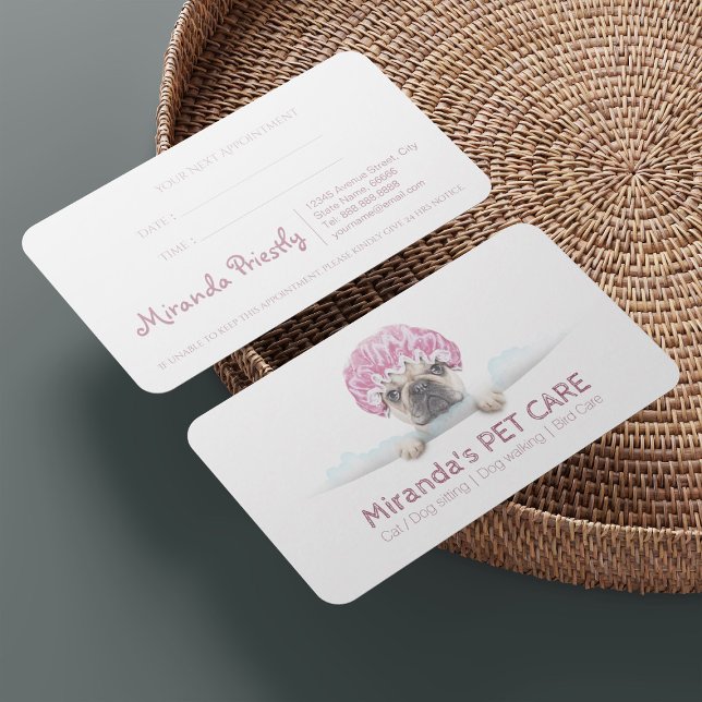 Carte De Rendez-vous Animaux de compagnie assis Bain et Grooming Salon  (Créateur téléchargé)