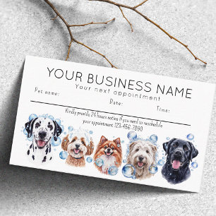 Carte de rendez-vous aquarelle chiens bulles, blan