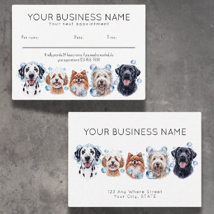 Carte de rendez-vous aquarelle chiens bulles, blan