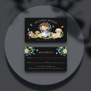 Carte De Rendez-vous Aquarelle Florale Chien & Chat Service de soins po