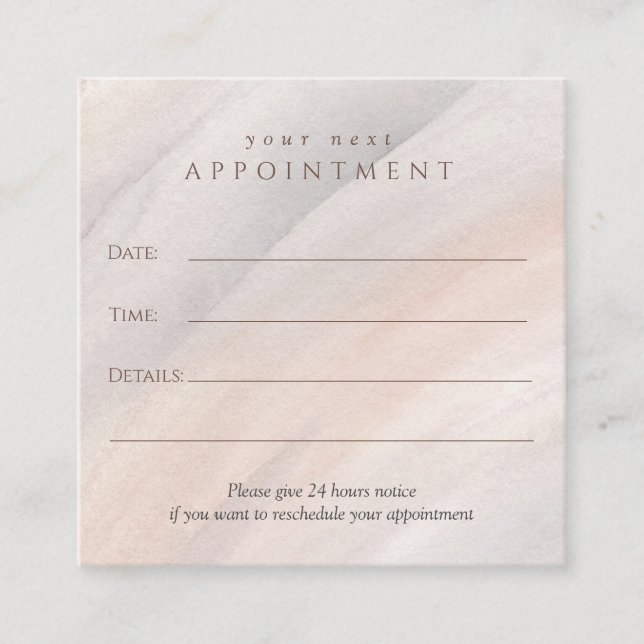 Carte De Rendez-vous Aquarelle neutre, Spa, yoga, salon de beauté (Devant)