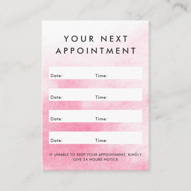 Carte De Rendez-vous Aquarelle rose logo personnalisé (Devant)