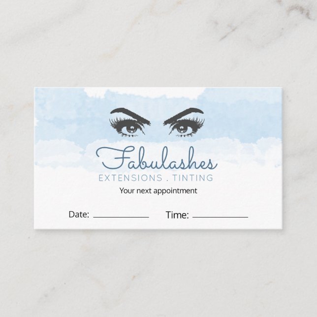 Carte De Rendez-vous Artiste de maquillage bleu Pastel Abstrait Eyelash (Devant)