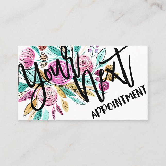 Carte De Rendez-vous Artsy Elegant rose Turquoise aquarelle (Devant)
