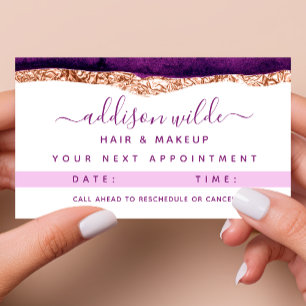 Carte de rendez-vous avec l'aquarelle violette et