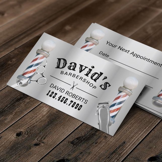 Carte De Rendez-vous Barbier Barbier Coiffeur Styliste Faux Metal (Créateur téléchargé)