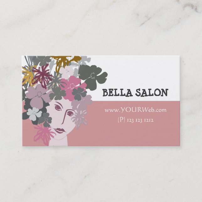 Carte De Rendez-vous Beauté rose Feminine florissante pièce de cheveux (Devant)