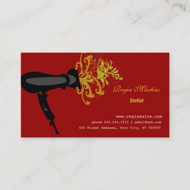 Carte De Rendez-vous Beauticiennes Sèche-Cheveux Foulant Florals Salon  (Devant)