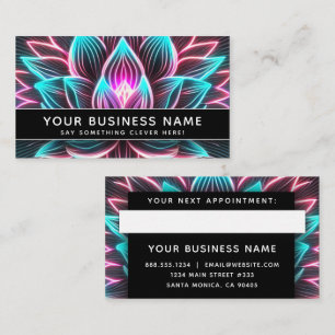 Carte De Rendez-vous Black Neon rose et bleu Lotus Flower Professional