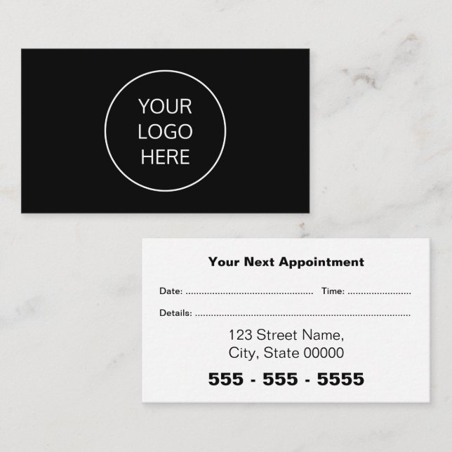 Carte de rendez-vous Black White (Devant / Derrière)
