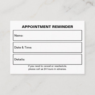 Carte de rendez-vous blanc affaires