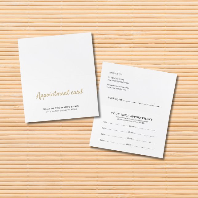 Carte de rendez-vous blanche de beauté simple et é (Créateur téléchargé)