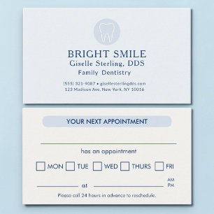 Carte de rendez-vous bleu clair moderne pour denti