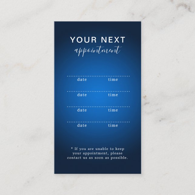 Carte de rendez-vous Blue Abstrait Beauty Salon (Devant)