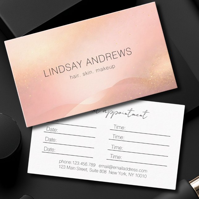 Carte De Rendez-vous Blush Gold Glow Gradient Salon Salon (Blush Gold Glow Gradient Salon Salon Appointment Card)