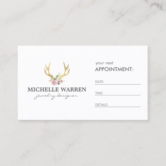 Carte de rendez-vous Bohemian Gold Antlers (Devant)