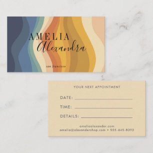 Carte De Rendez-vous Boho Retro Script Abstrait Lignes Ondulées Jaune B