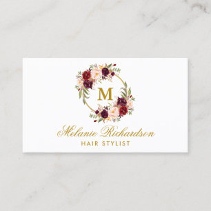 Carte De Rendez-vous Bourgogne Floral Gold Hair Styliste Nomination M