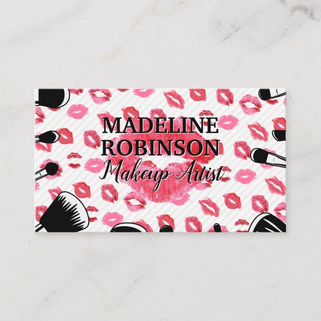 Carte De Rendez-vous Brosses de maquillage | Tirs Kiss (Devant)