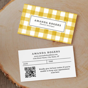 Carte De Rendez-vous Buffle à carreaux aquarelle jaune QR CODE moderne