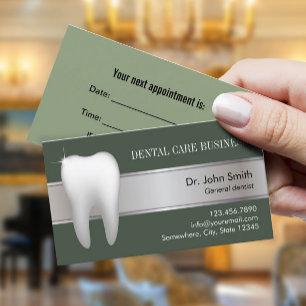 Carte De Rendez-vous Bureau dentaire Élégant Sage Green Dentiste
