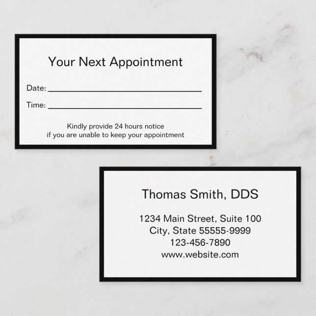 Carte De Rendez-vous Bureau des dentistes professionnels (Devant / Derrière)